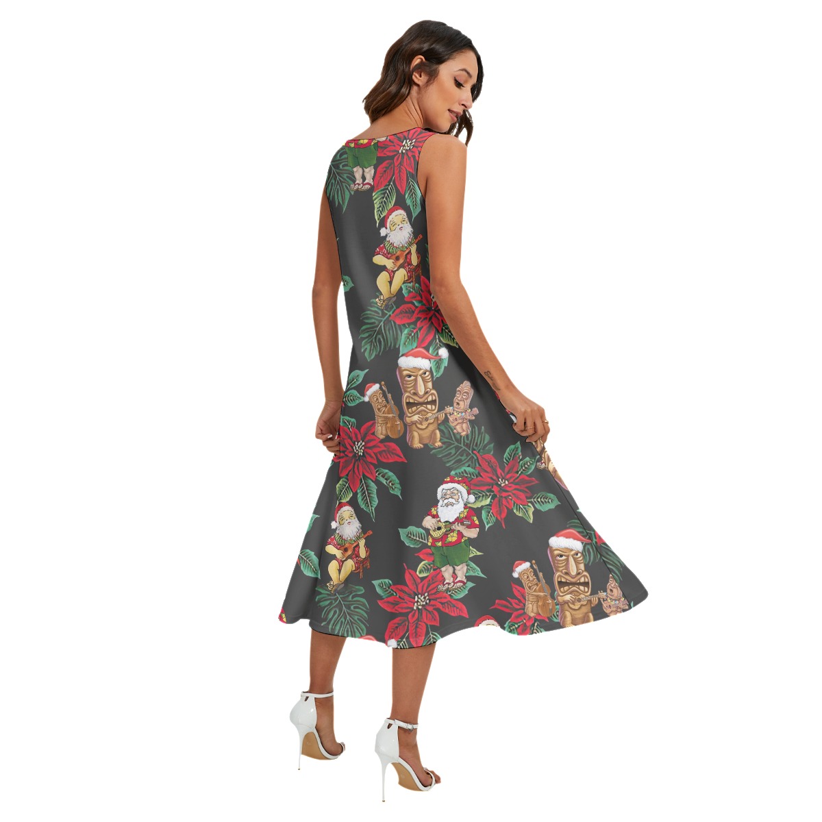 Santa Claus Playing Ukulele Hawaiian Long Dress For Women