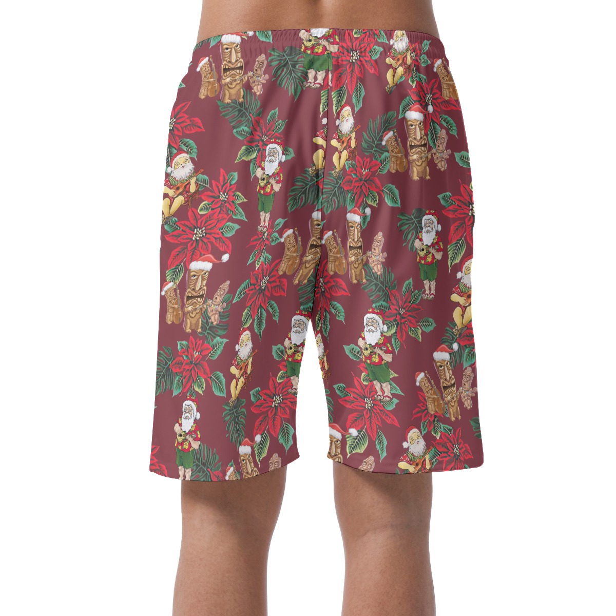 Santa Claus Playing Ukulele Aloha Beach Shorts