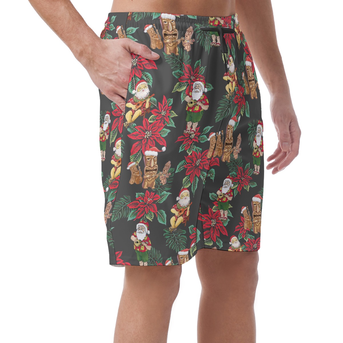 Santa Playing Ukulele Hawaiian Beach Shorts For Men