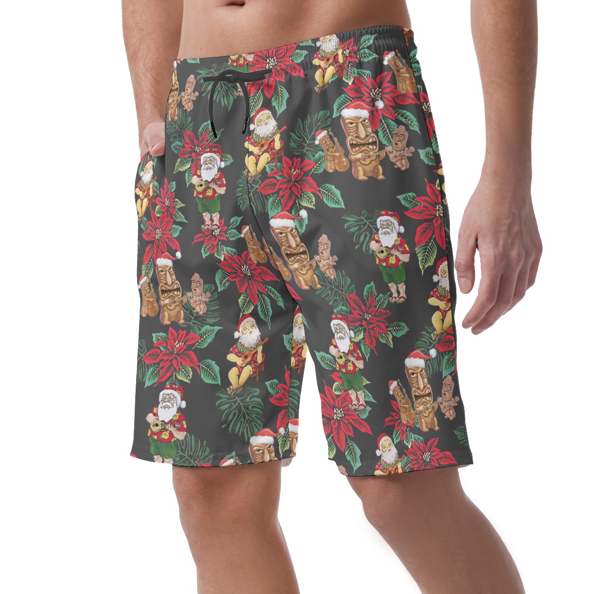 Santa Playing Ukulele Hawaiian Beach Shorts For Men