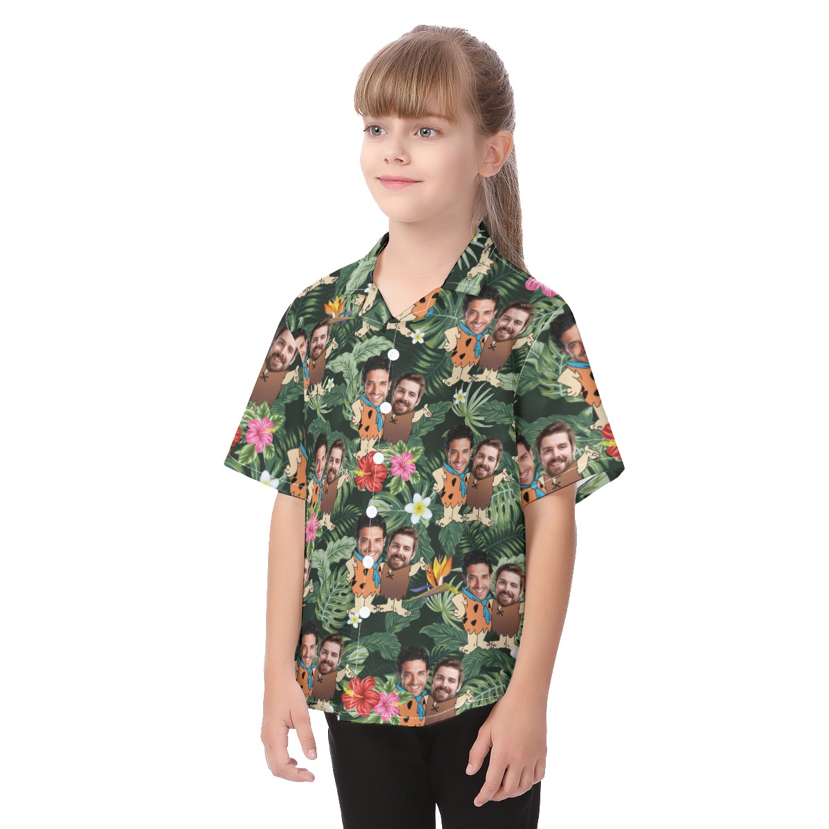 Matching Custom Face Hawaiian Button Up Shirt For Kids