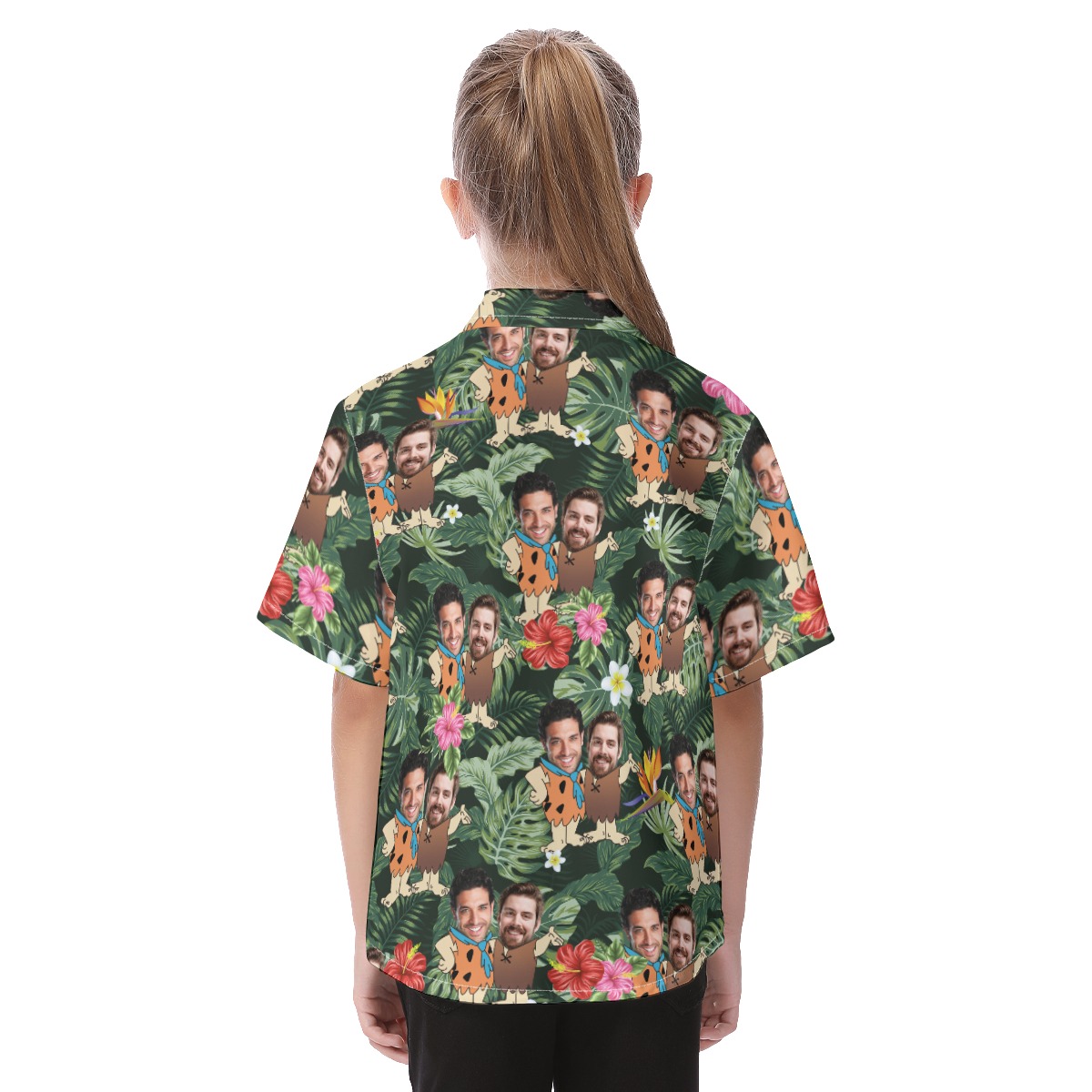 Matching Custom Face Hawaiian Button Up Shirt For Kids