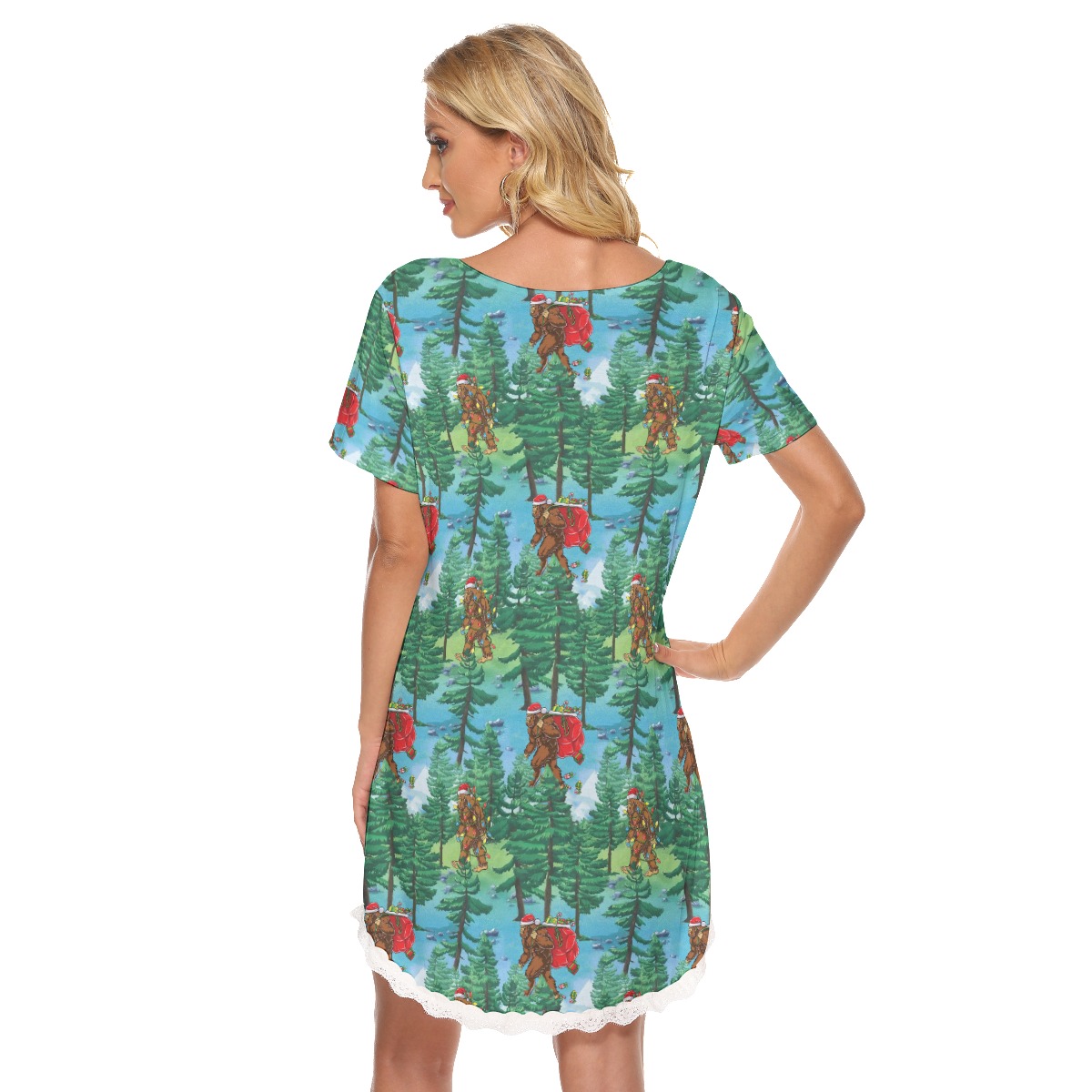 Bigfoot Hawaiian Christmas Dress With Lace