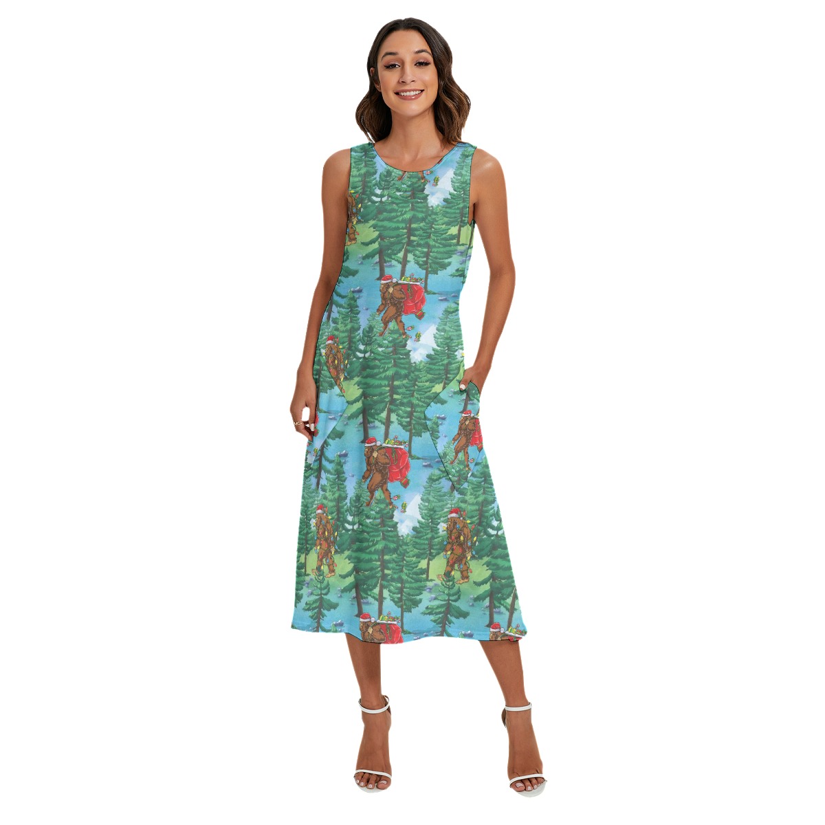 Bigfoot Hawaiian Christmas Dress For Women
