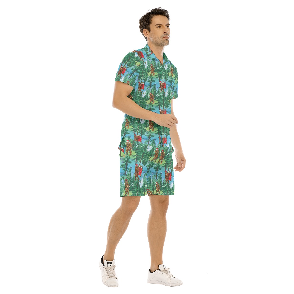 Bigfoot Christmas Hawaiian Shirt And Shorts For Men