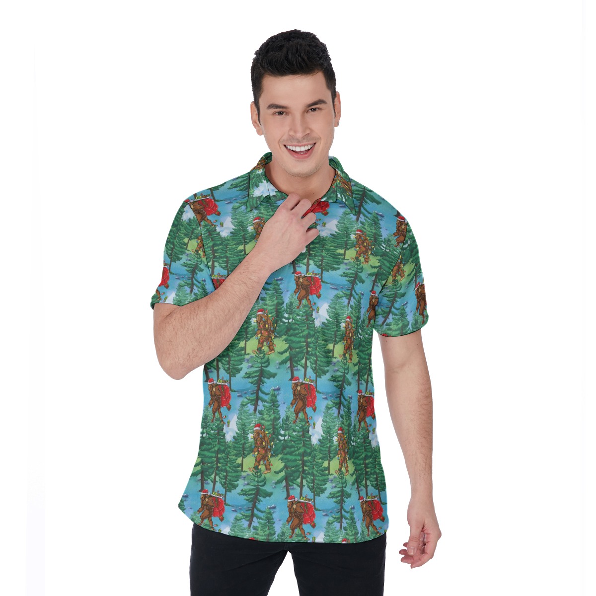 Bigfoot Christmas Tropical Shirt For Men - variant image 1