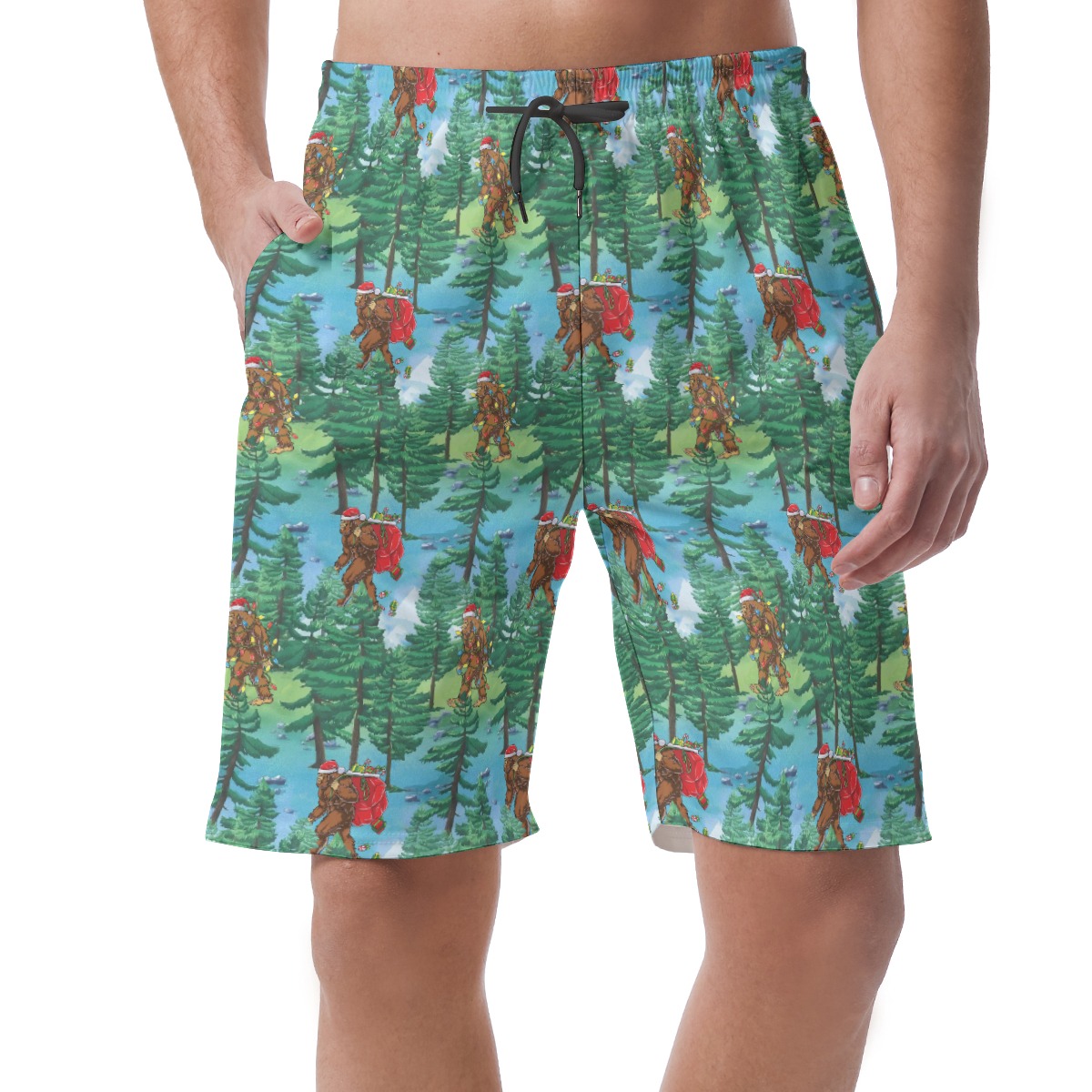 Christmas Bigfoot Men's Hawaiian Shorts - variant image 1