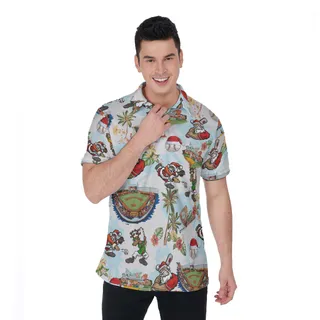 Santa Claus Playing Baseball Aloha Polo Shirt For Men