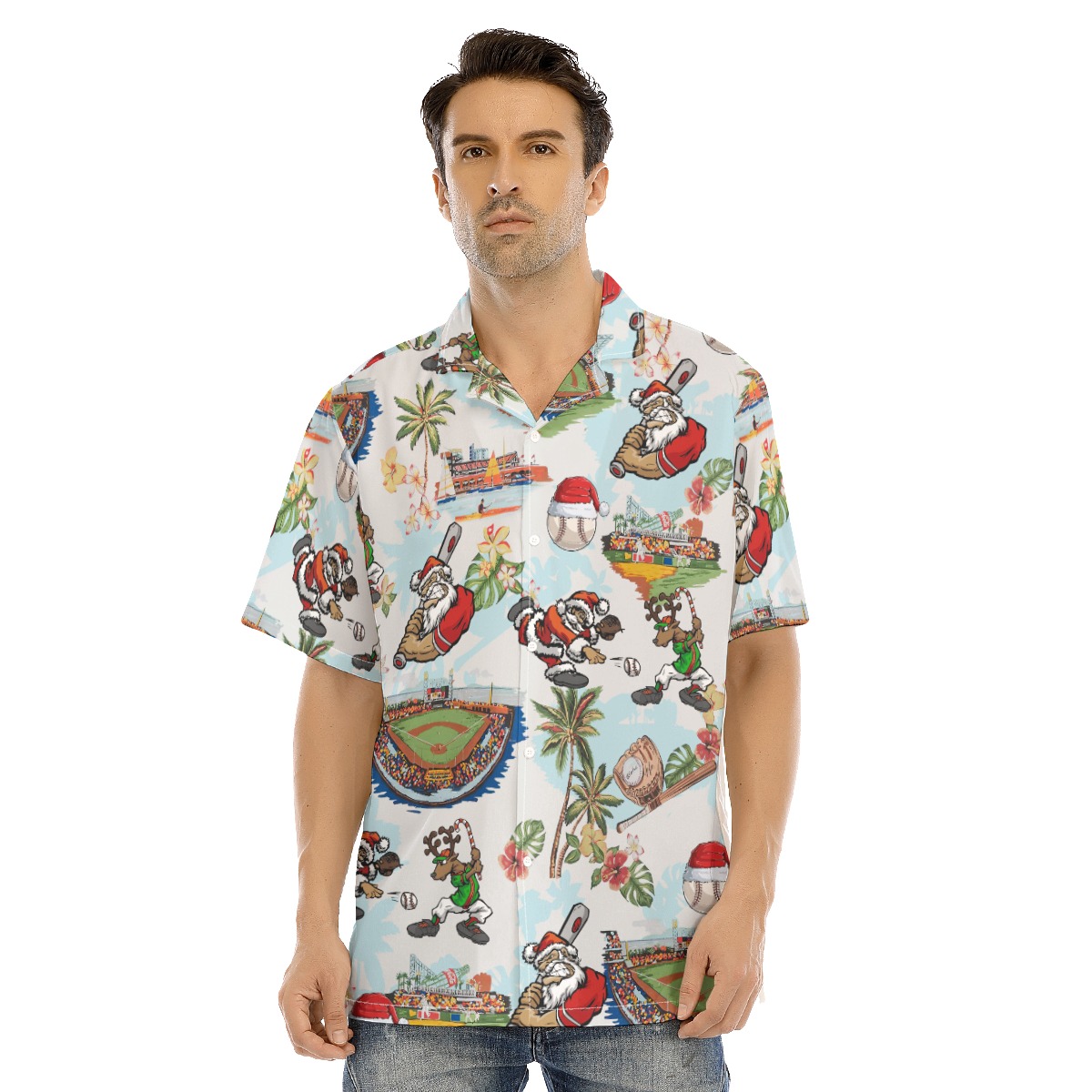 Baseball Santa Christmas Hawaiian Shirt - variant image 1