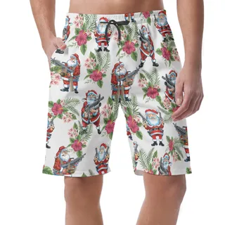 Santa With Gun Aloha Beach Shorts For Men