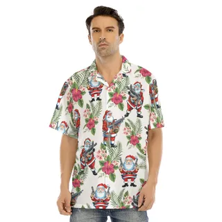 Funny Santa Claus With Gun Christmas Hawaiian Shirt