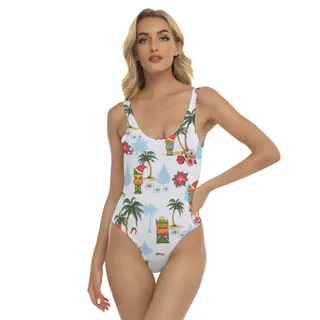 Tiki Christmas Hawaiian One Piece Swimsuit For Women