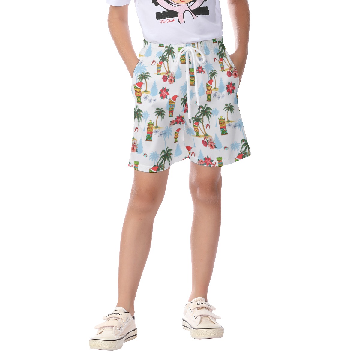 Cute Tiki Christmas Aloha Beach Shorts For Kids - variant image 1