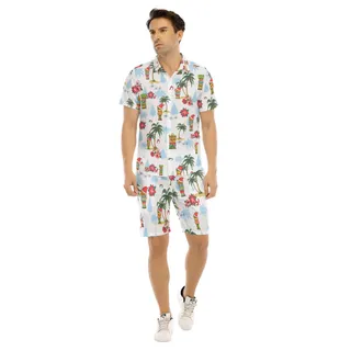 Unique Tiki Christmas Hawaiian Shirt And Shorts For Men