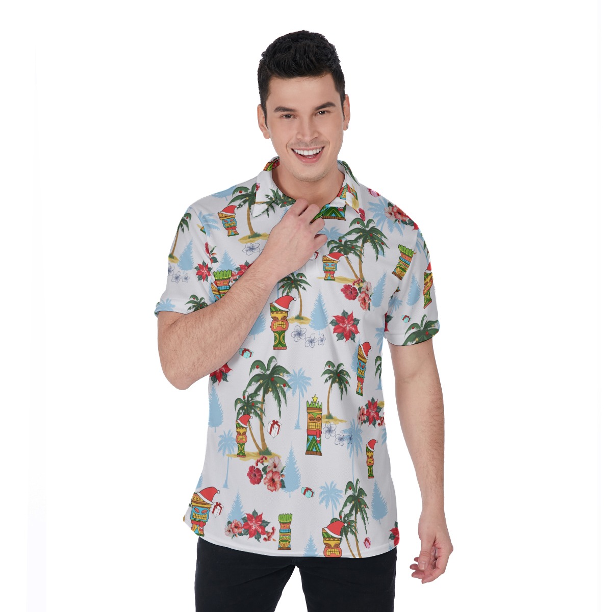 Christmas Tiki Hawaiin Polo Shirt For Men - variant image 1