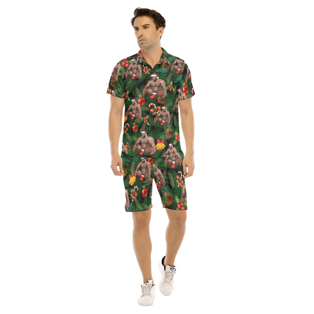 Set Christmas Barry Wood Hawaiian Shirt And Shorts For Men - variant image 1