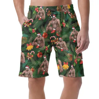 Funny Barry Wood Christmas Hawaiian Beach Shorts For Men