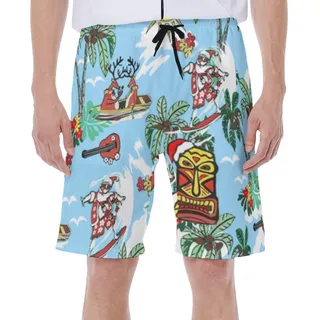 Tiki Christmas Aloha Swim Trunks For Men