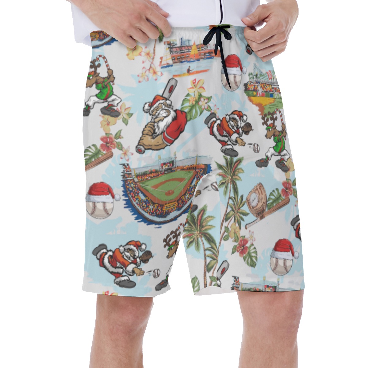 Baseball Santa Claus Hawaiian Swim Trunks For Men
