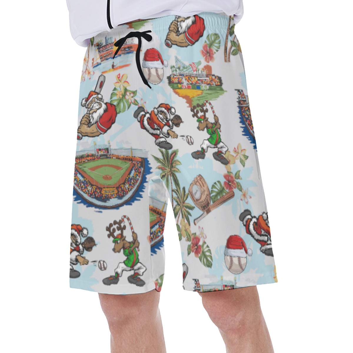 Baseball Santa Claus Hawaiian Swim Trunks For Men
