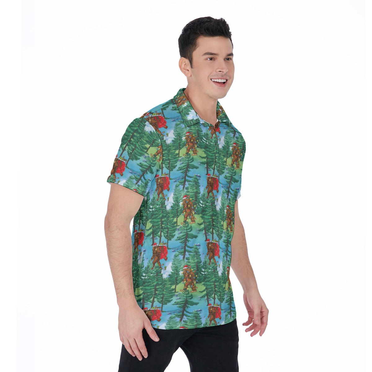 Bigfoot Christmas Tropical Shirt For Men
