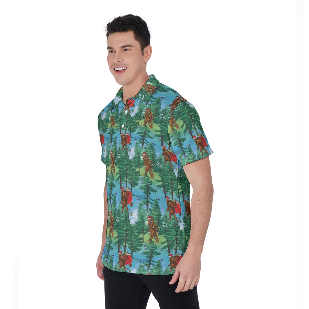 Bigfoot Christmas Tropical Shirt For Men
