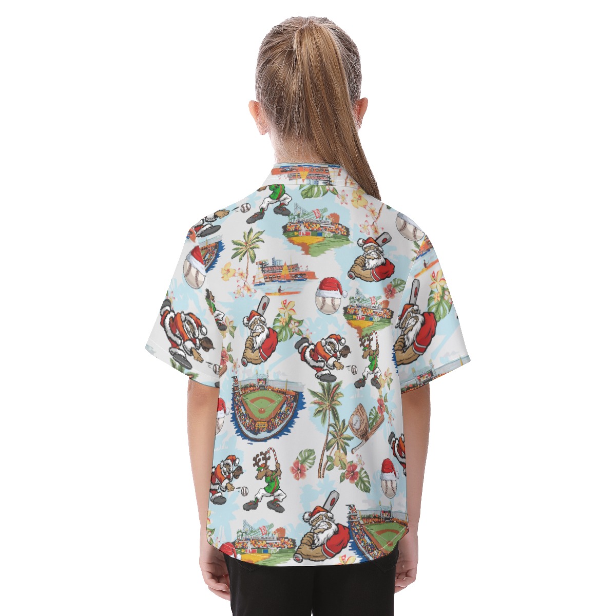 Cute Santa Claus Playing Baseball Hawaiian Shirt For Kids