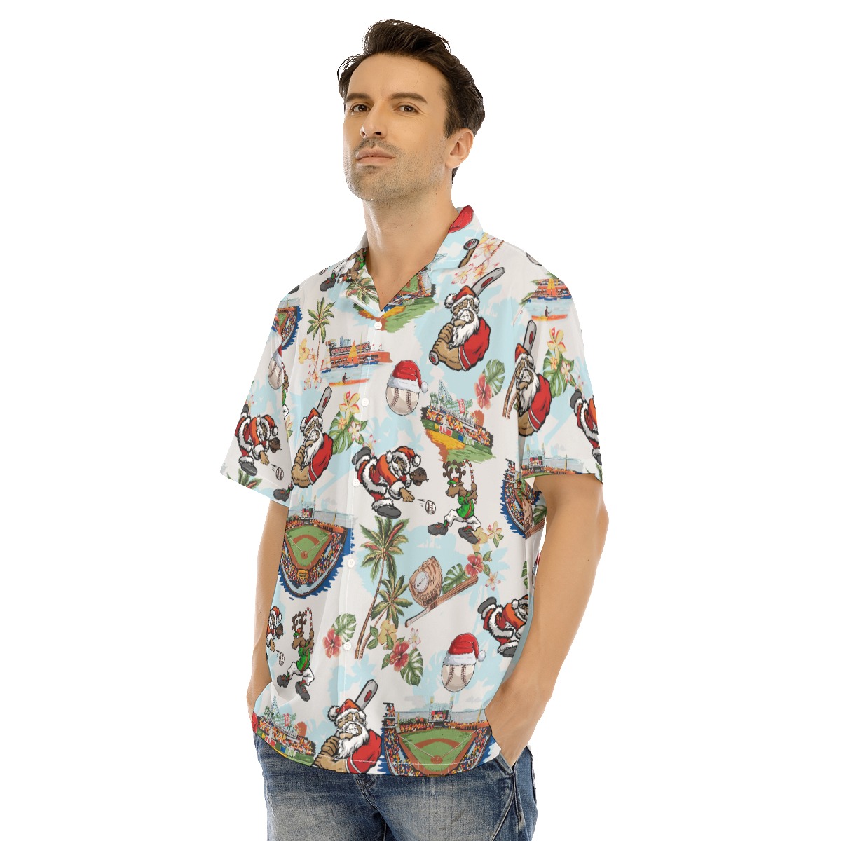 Baseball Santa Christmas Hawaiian Shirt