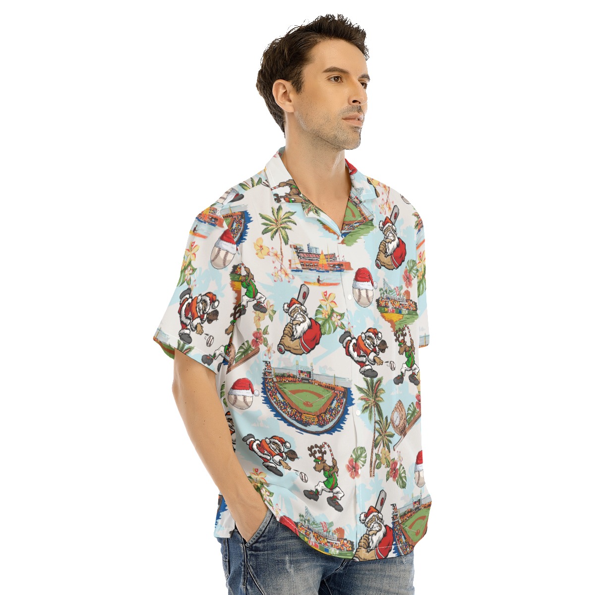 Baseball Santa Christmas Hawaiian Shirt