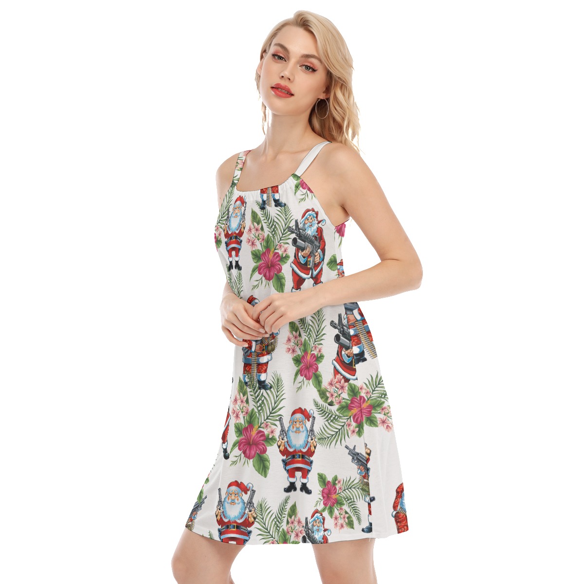 Tactical Santa Claus Hawaiian Cami Dress For Women