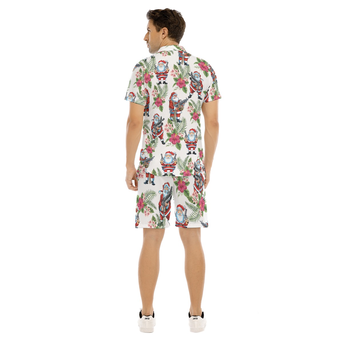 Tactical Santa Floral Hawaiian Shirt And Shorts For Men