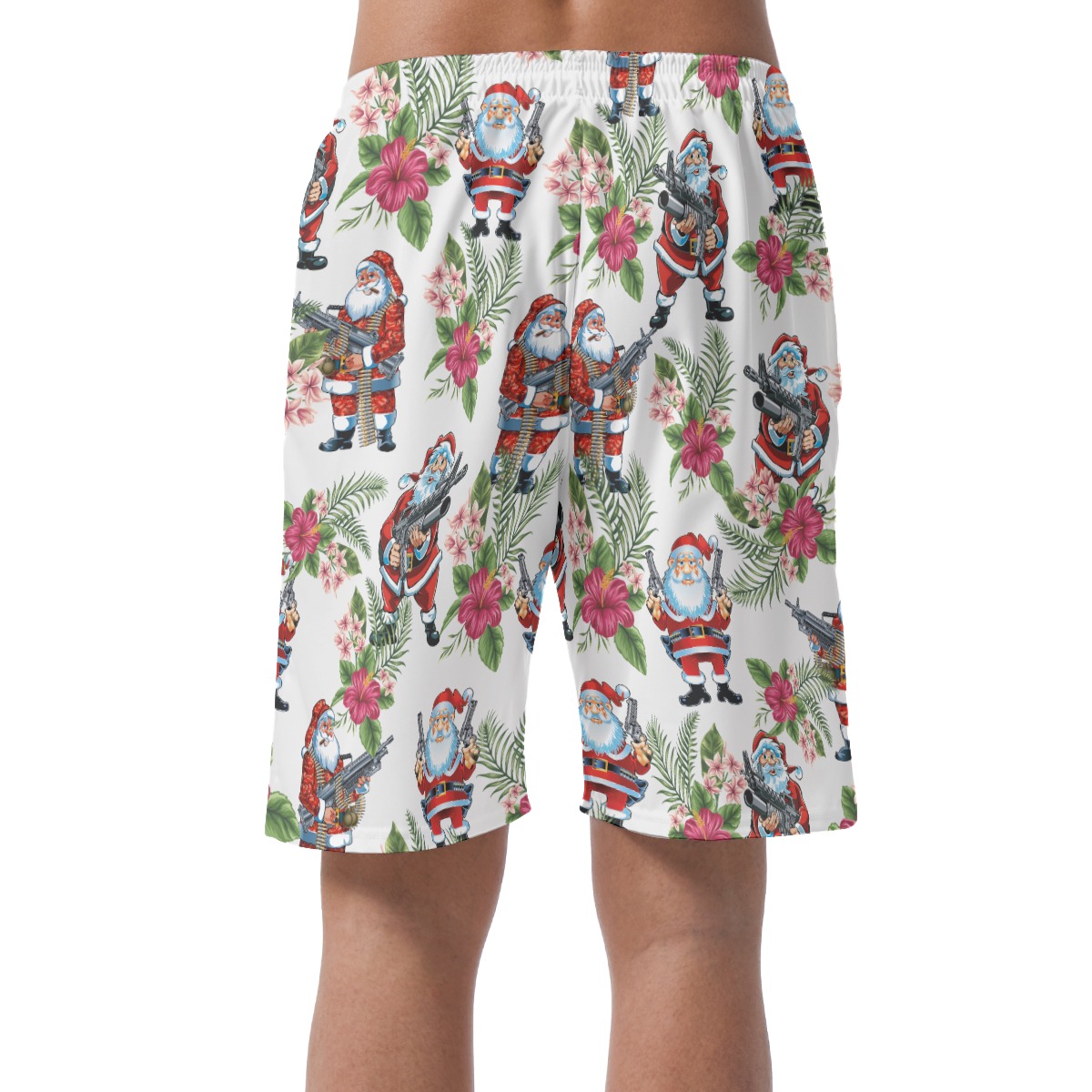 Santa With Gun Aloha Beach Shorts For Men