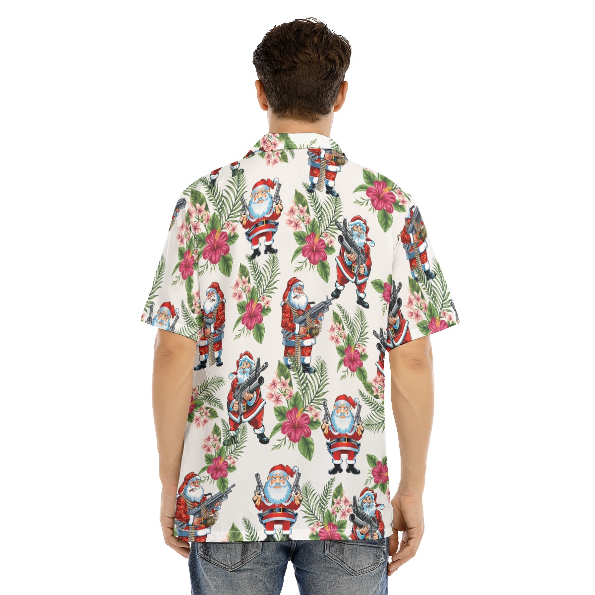 Funny Santa Claus With Gun Christmas Hawaiian Shirt
