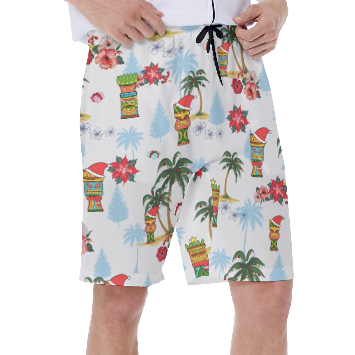 Cute Tiki Christmas Hawaiian Swim Trunks For Men