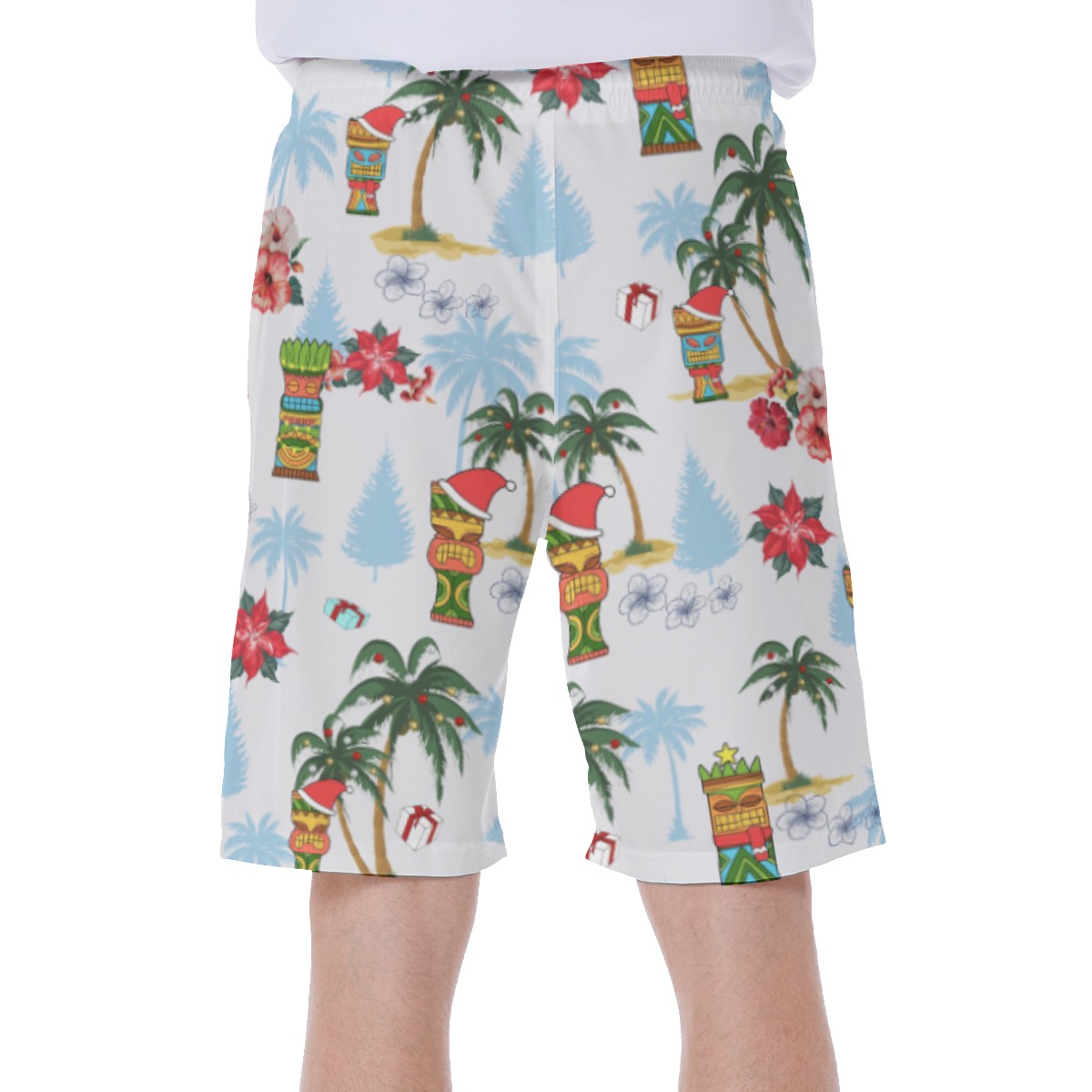 Cute Tiki Christmas Hawaiian Swim Trunks For Men