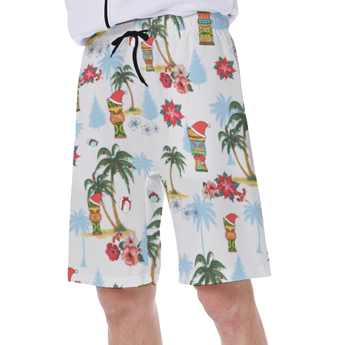Cute Tiki Christmas Hawaiian Swim Trunks For Men