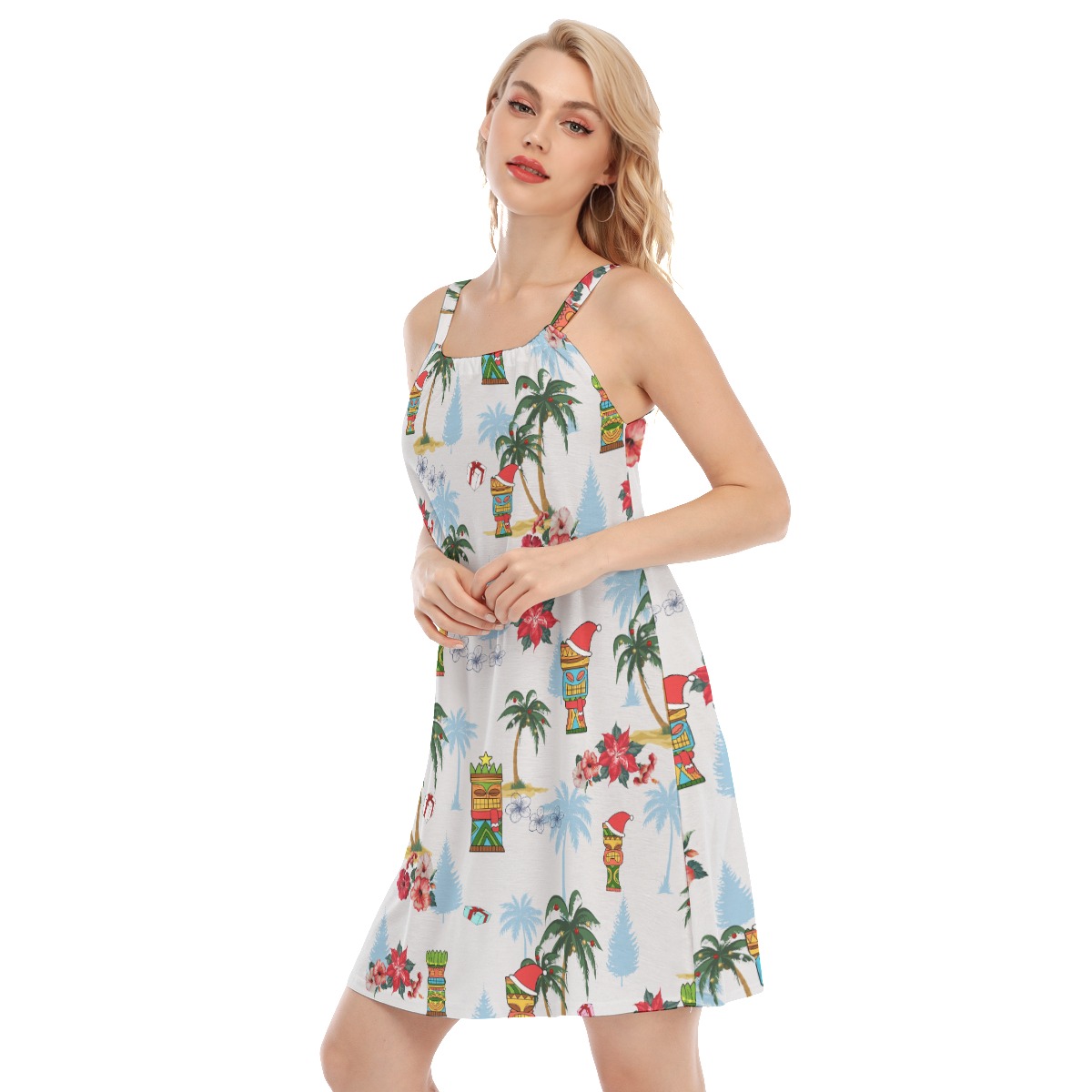 Tiki Christmas Hawaiian Cami Dress For Women