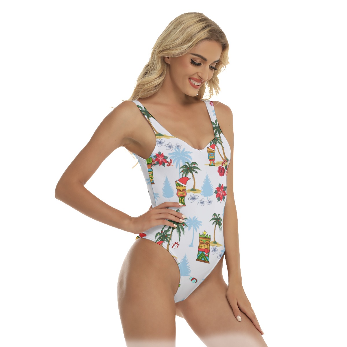 Tiki Christmas Hawaiian One Piece Swimsuit For Women