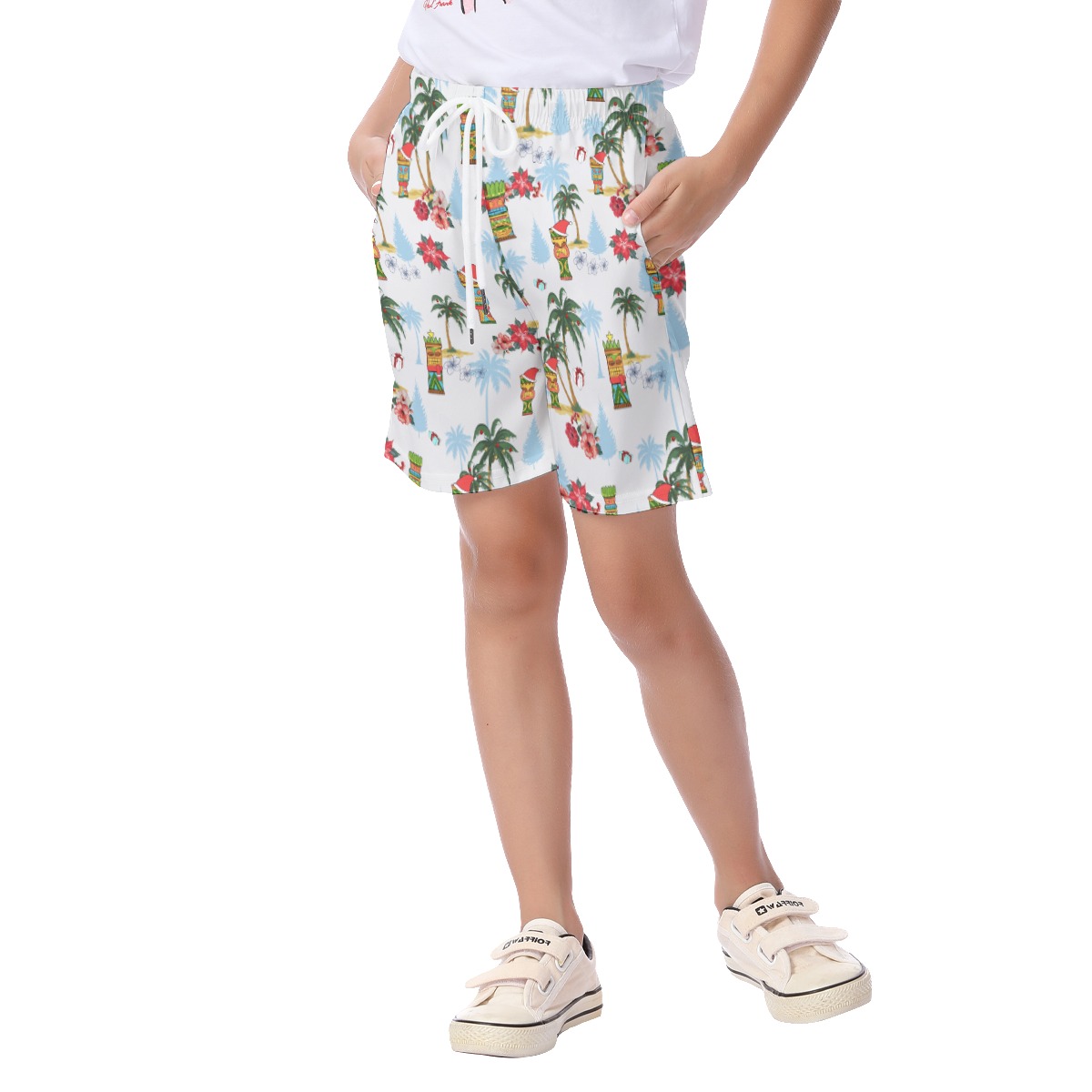 Cute Tiki Christmas Aloha Beach Shorts For Kids