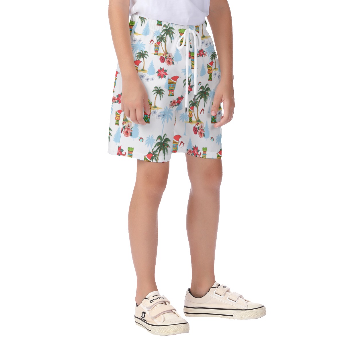 Cute Tiki Christmas Aloha Beach Shorts For Kids