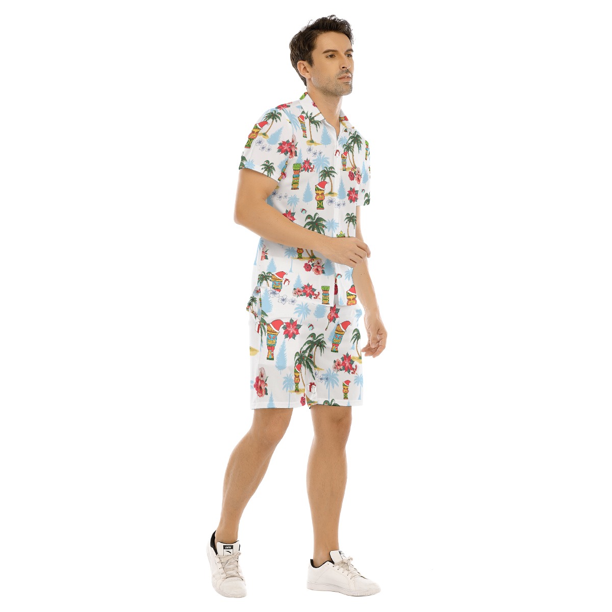 Unique Tiki Christmas Hawaiian Shirt And Shorts For Men