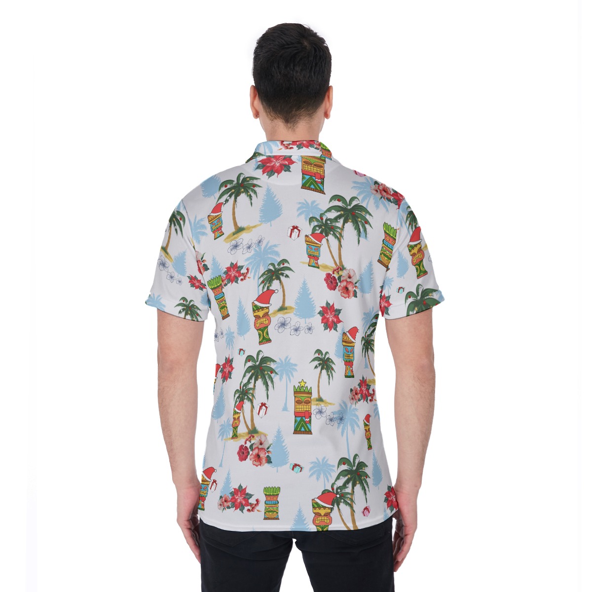 Christmas Tiki Hawaiin Polo Shirt For Men