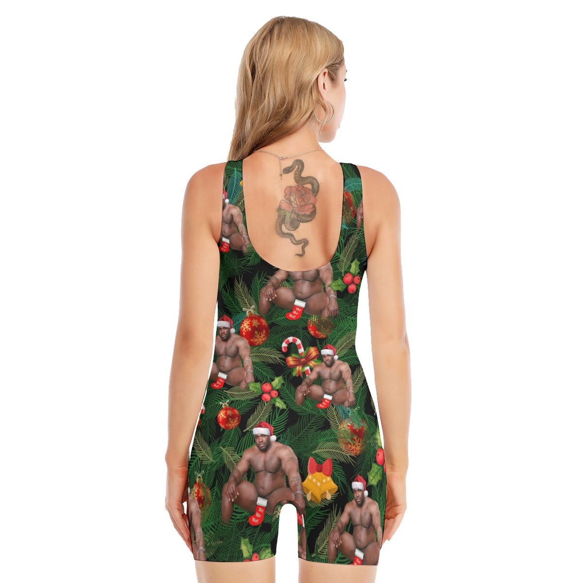 Funny Barry Wood Christmas Hawaiian Sleeveless Swimsuit For Women