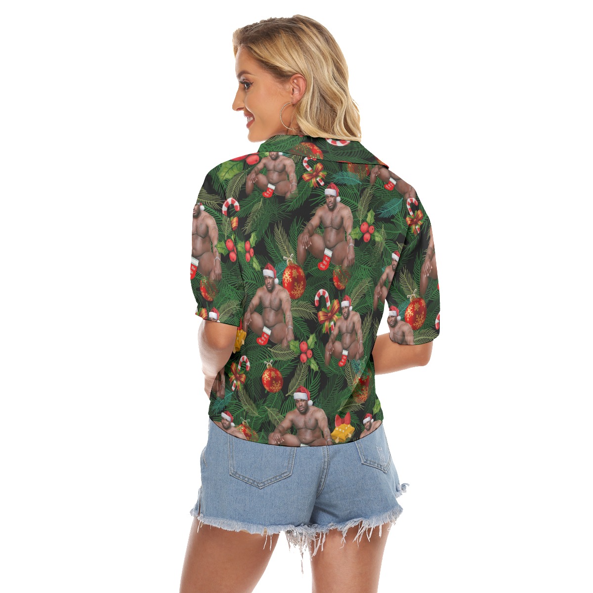 Barry Wood Ugly Christmas Hawaiian Crop Top Shirt For Women