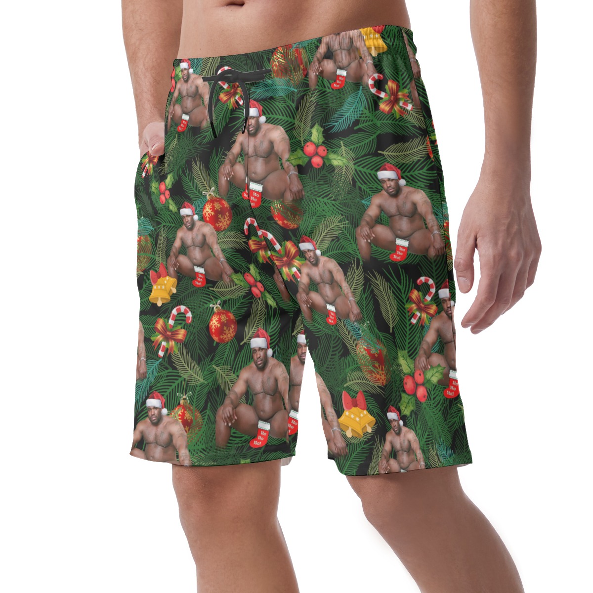 Funny Barry Wood Christmas Hawaiian Beach Shorts For Men