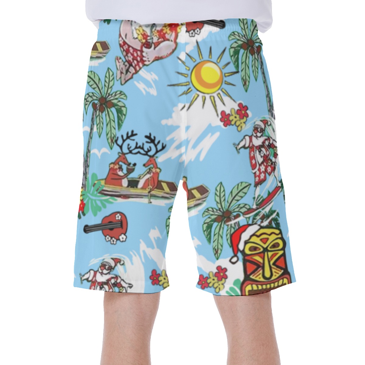 Tiki Christmas Aloha Swim Trunks For Men
