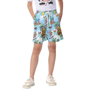 Cute Santa Surfing And Tiki Christmas Hawaiian Beach Shorts For Kids