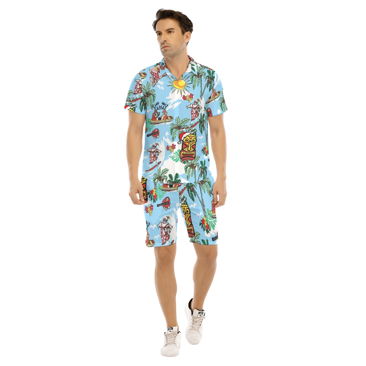 Tiki Christmas Hawaiian Shirt And Shorts For Men - variant image 1