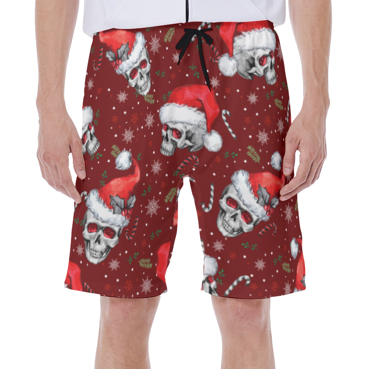 Christmas Skull Hawaiian Swim Trunks For Men - variant image 1