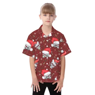 Unique Christmas Skull Aloha Shirt For Kids